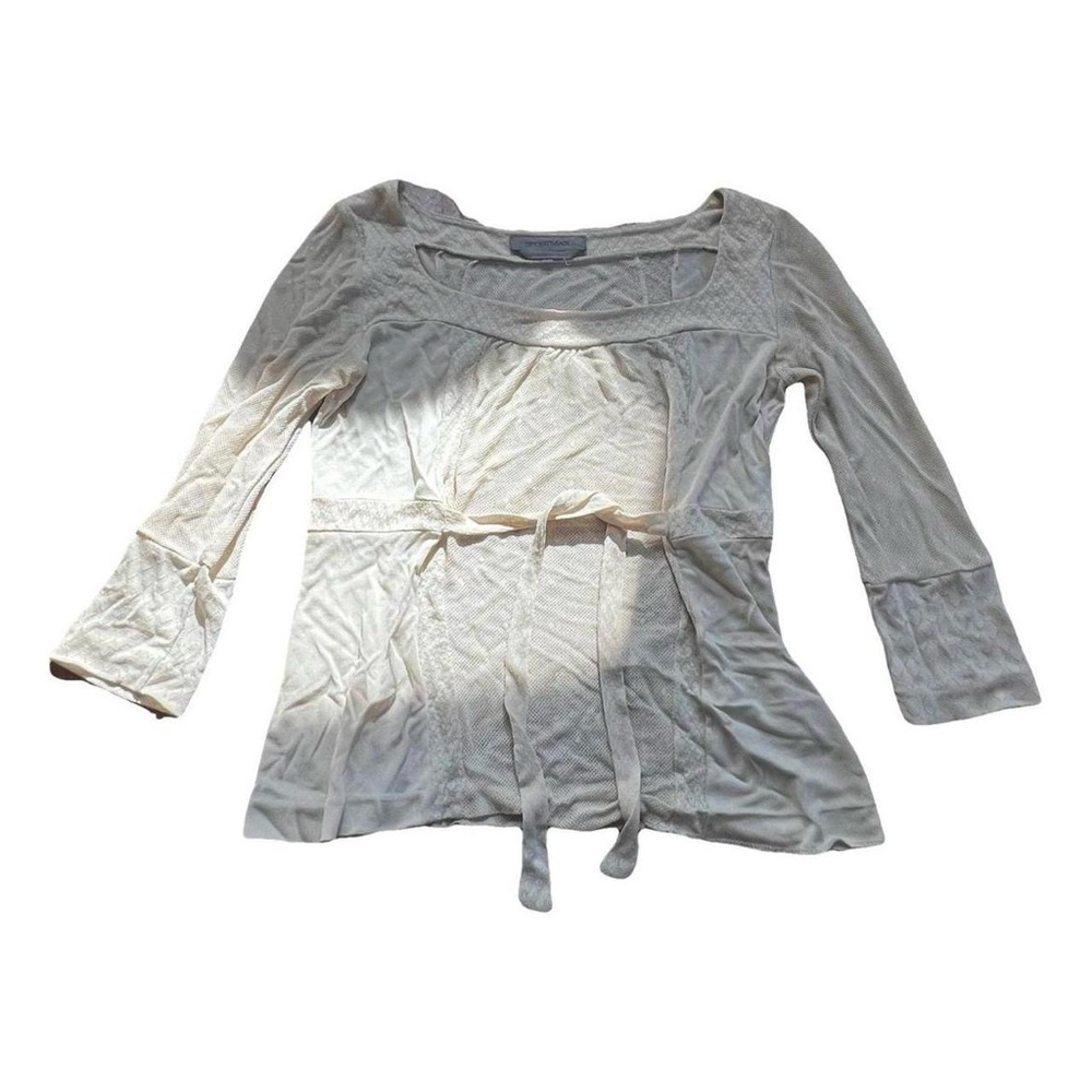 Sportmax Max Mara Vintage Y2K Pointelle Knit Cream Top tie blouse